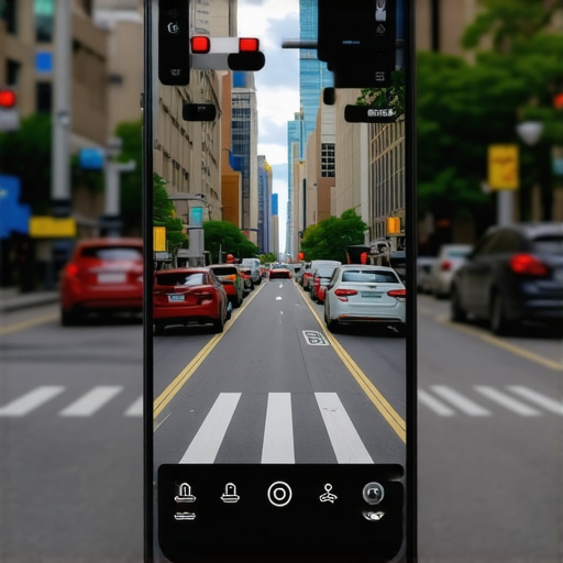 Smartphone with augmented reality in city street