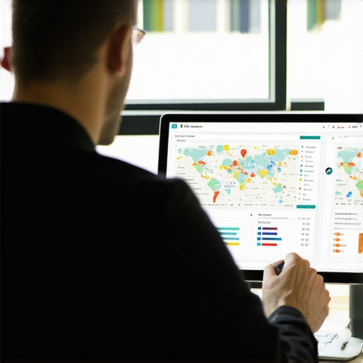 Business owner reviewing local SEO performance metrics on digital dashboard