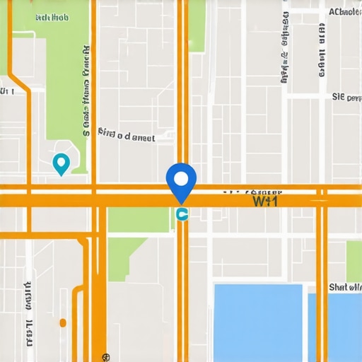 Futuristic cityscape with digital maps and AR overlays