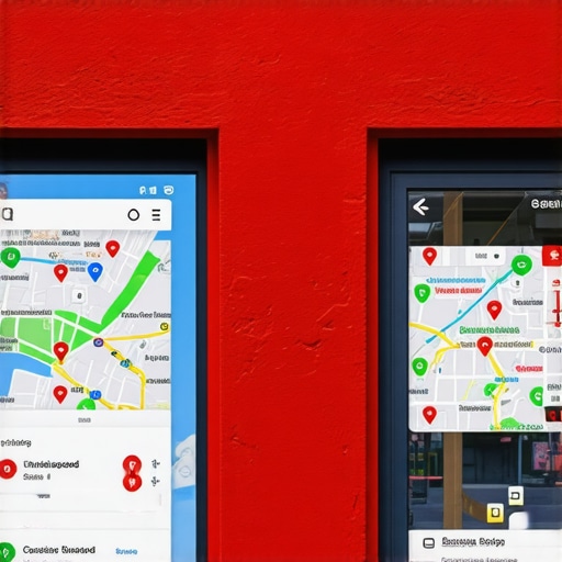 Future of Local Search with Voice and Hyper-Local Content Business storefront with digital maps and voice search icons