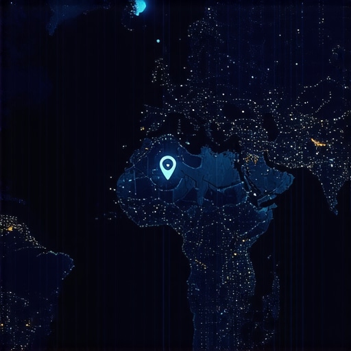 A high-tech digital map illustrating real-time local search ranking signals and analytics.