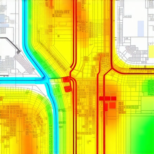 Heatmap visualization showing customer density and movement in city neighborhoods.