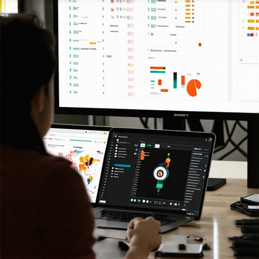 Business team analyzing local SEO data with charts and maps on screens