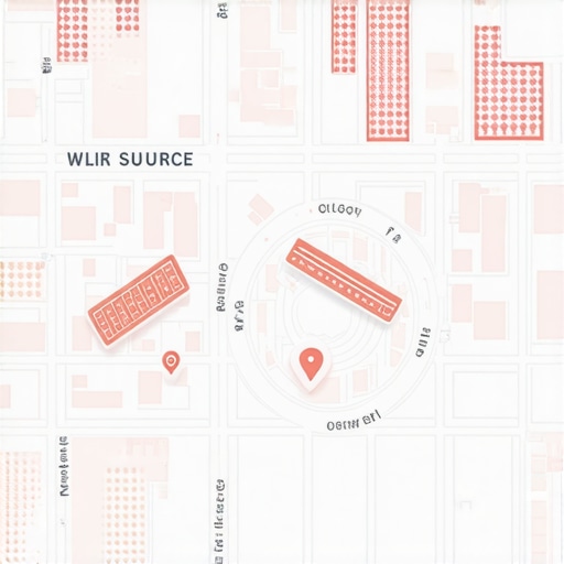 Digital map with proximity and engagement analytics for local SEO optimization.