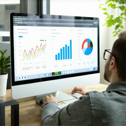 Expert reviewing local visibility metrics on a digital dashboard