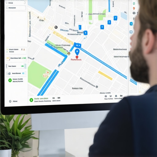 Sophisticated geospatial analytics dashboard displaying local traffic, demographics, and engagement data