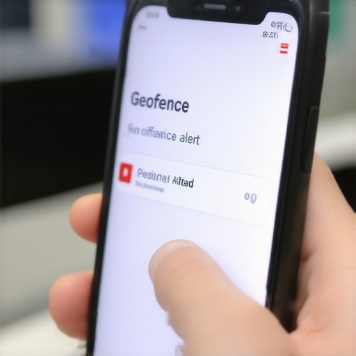 Smartphone with geofence alert notification near a store entrance