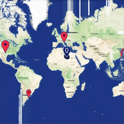Map with localized markers and SEO data overlays