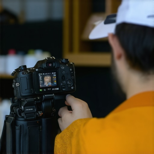 Business owner filming storefront video to enhance local SEO