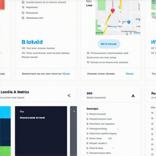 A digital dashboard displaying local SEO metrics and Google Maps ranking data.