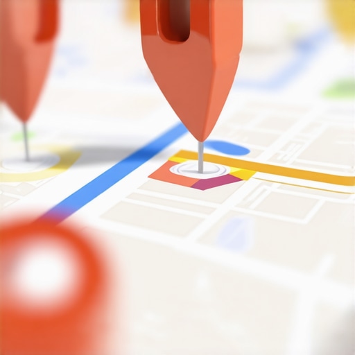 Digital map showing location pins with AI data overlays