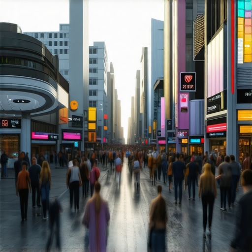 AR overlays enhancing local business discovery Augmented reality city map with labels for shops and landmarks