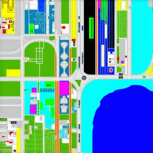 Advanced Geospatial Data Visualization A high-tech map showing layers of geospatial and real-time data with AR elements