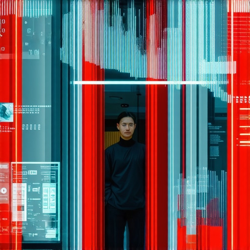 A storefront image demonstrating digital data overlays and AI concepts on a business location.