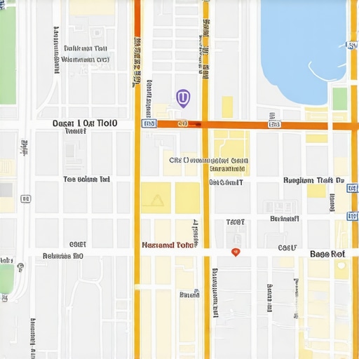 Advanced geospatial analysis for local SEO Digital map with proximity zones and data overlays for SEO optimization.