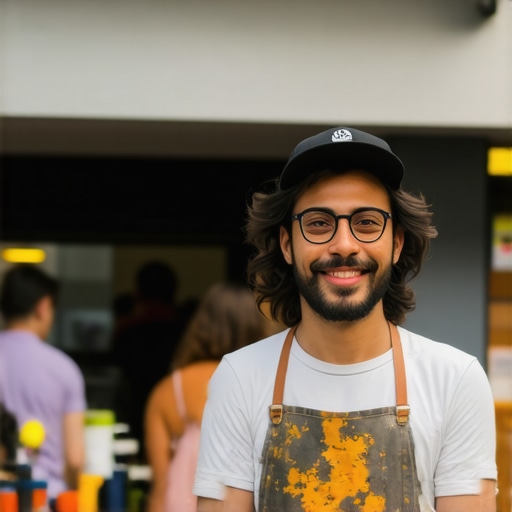 Business owner participating in local community event