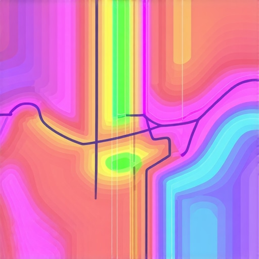 Urban heatmap highlighting consumer activity zones for local search optimization.