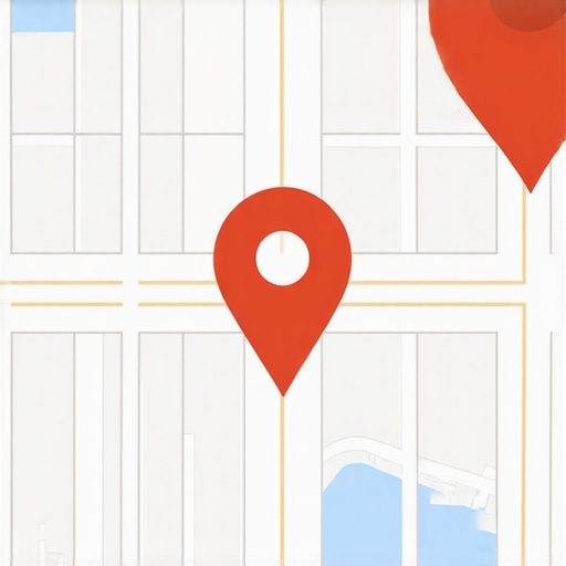 Graphic showing geospatial analysis tools mapping proximity signals for local search optimization.