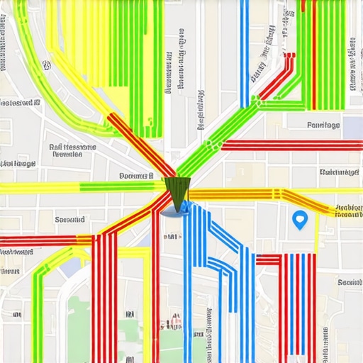A city map displaying live geospatial analytics and proximity zones.