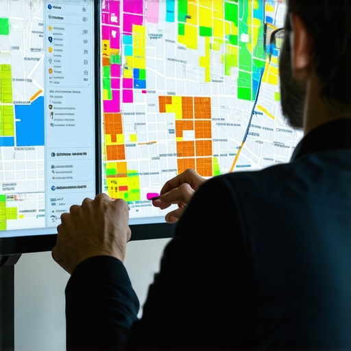 Business owner reviewing geospatial data and heatmaps for local SEO optimization