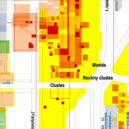 Map illustrating consumer movement and proximity clusters in a city for local SEO