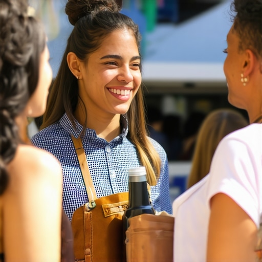 Business owner participating in community event to boost local visibility