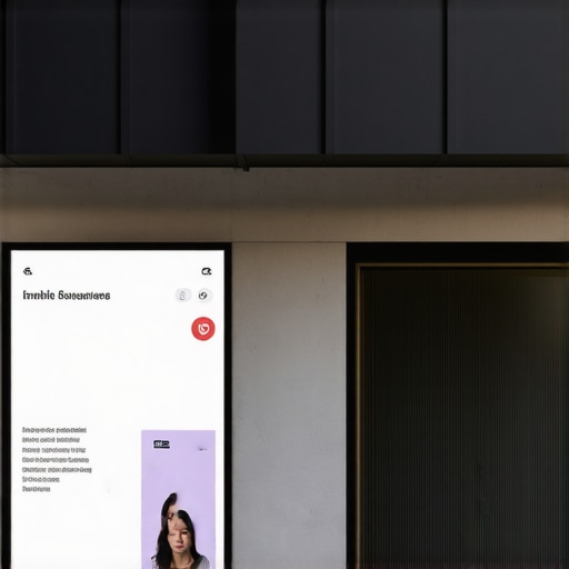 Urban Business with Digital Marketing Engagement Busy city storefront showcasing digital signage and customer interactions.