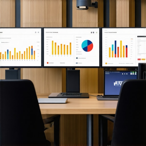 Business analyst reviewing local SEO metrics on a digital dashboard.