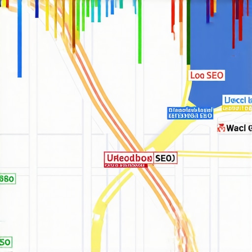 Map with multiple data points and analytics overlays demonstrating location-based SEO tactics.
