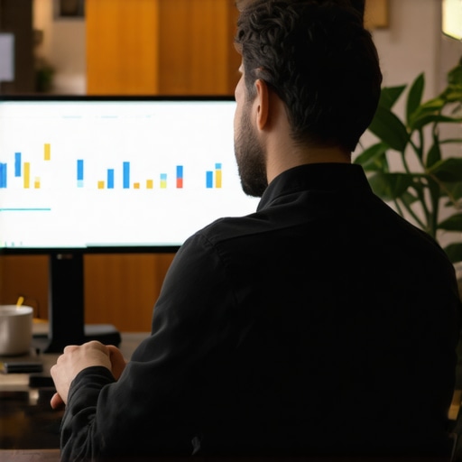 Digital marketer reviewing local SEO analytics dashboard with charts