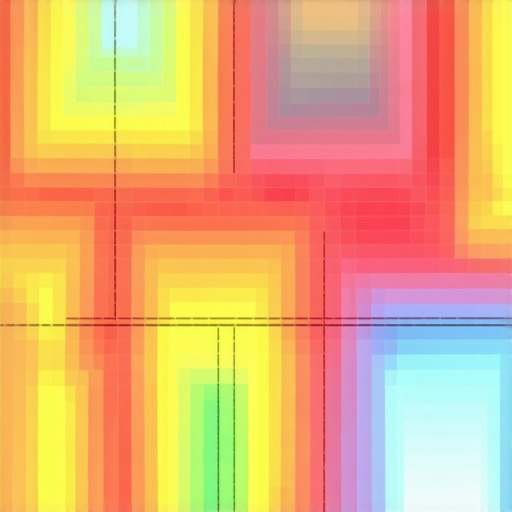 Complex Proximity Dynamics in Local Search Heatmap illustrating movement patterns impacting proximity ranking in local SEO.