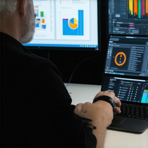 Data-Driven Local SEO Strategies in Action A marketer reviewing charts and graphs on screens illustrating local SEO metrics.