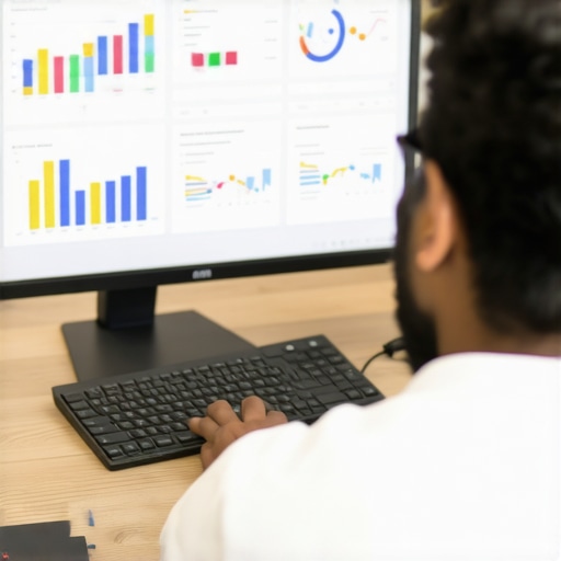 Digital marketer reviewing local SEO analytics on a computer