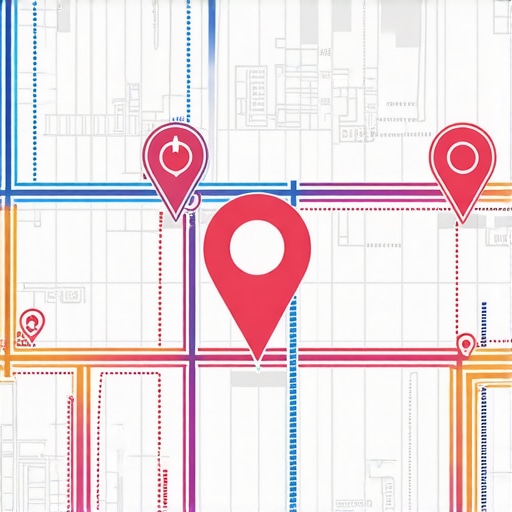 Illustration of a city map with data points and real-time signals