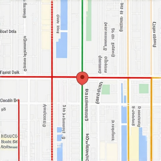 A detailed map with highlighted proximity zones and data points for local SEO insights.