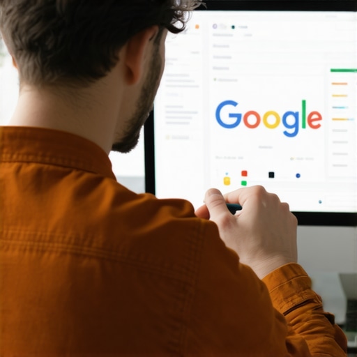 Business owner analyzing local SEO performance metrics on a digital dashboard