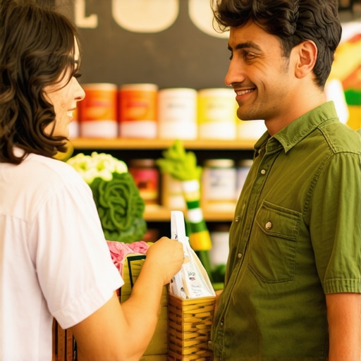 A shopkeeper talking to customers inside a busy local store, symbolizing engagement signals