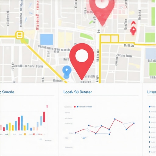 Digital map with location markers and data analytics for local SEO