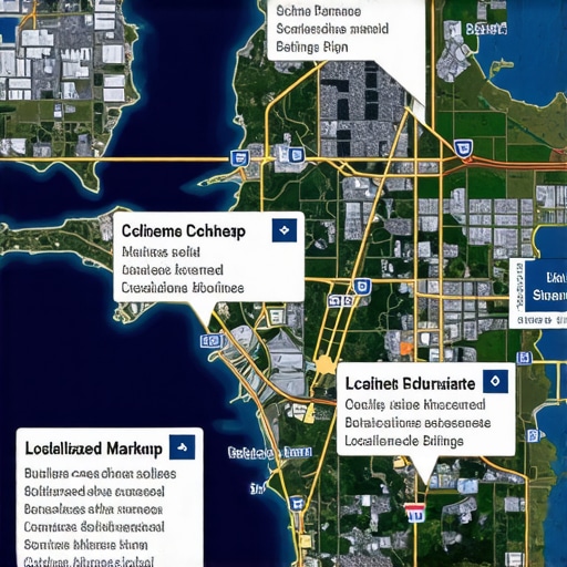 Multi-Regional Local SEO Strategy Visualization Map with markers highlighting various regional business listings optimized for local SEO.