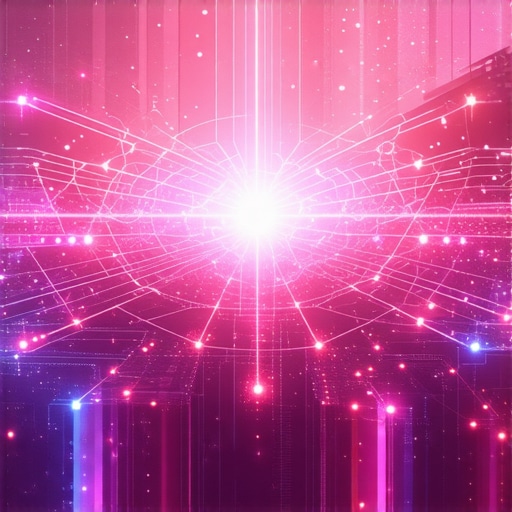 Abstract illustration of interconnected data signals symbolizing quantum computing applied to local SEO