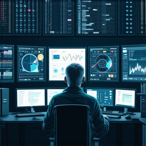 Artificial intelligence analyzing local business data streams in a control room setting.