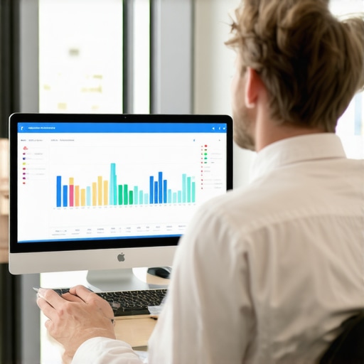 Business professional working with local SEO analytics on a computer