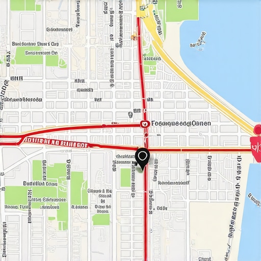 A digital map illustrating geofencing and hyperlocal marketing zones