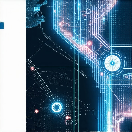 Futuristic map with digital overlays illustrating AI-driven local SEO signals