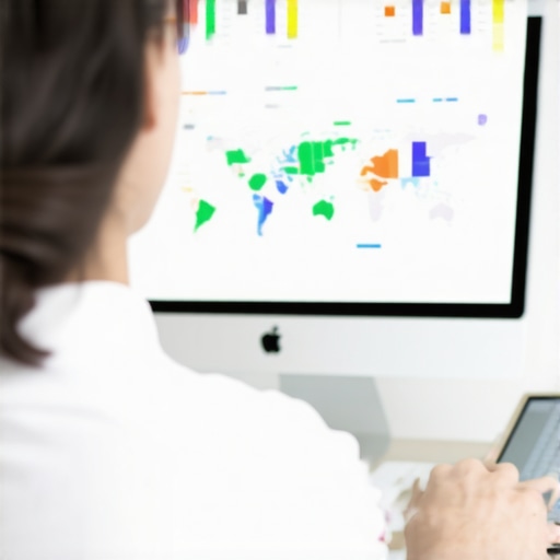 Business owner reviewing detailed local SEO analytics on computer