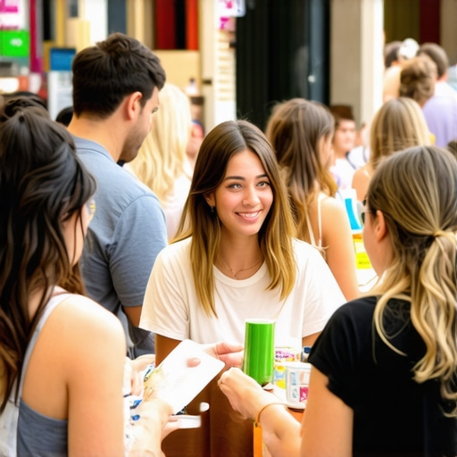 A vibrant community event sponsored by a local business with active participation.