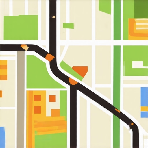 Digital map with analytics overlays showing local traffic and consumer behavior insights.