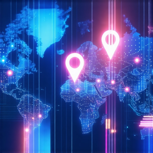 Futuristic digital map emphasizing proximity and personalized local search analytics