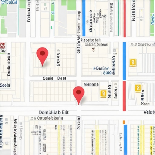 Map illustrating precise geolocation points and spatial data accuracy tools