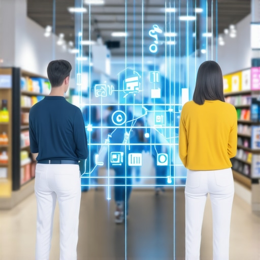 Diagram illustrating the flow of geospatial, sensor, and mobile data in a retail environment.